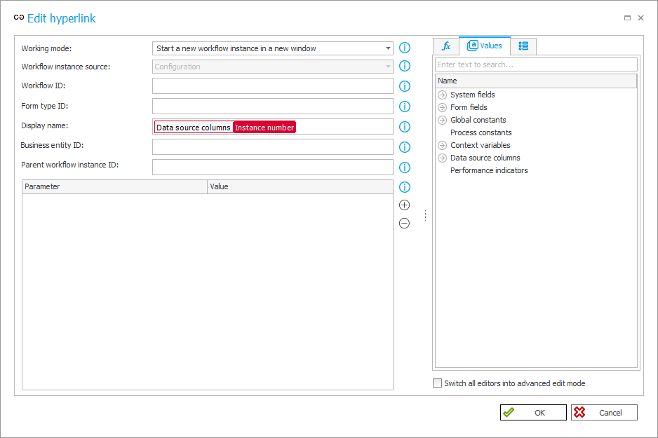 Instance hyperlink