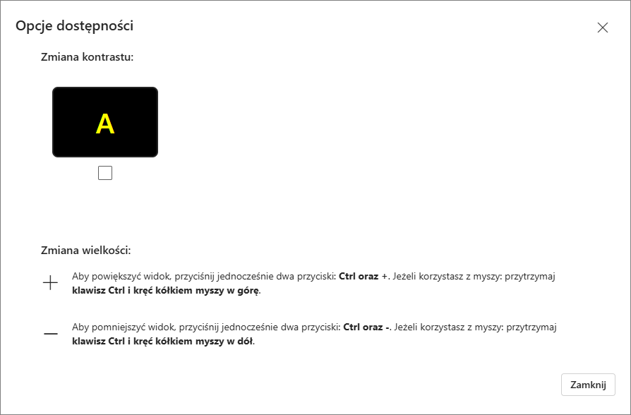 Opcje dostępności