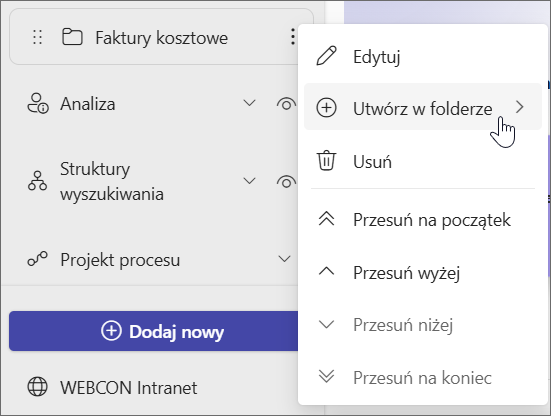 Utwórz w folderze
